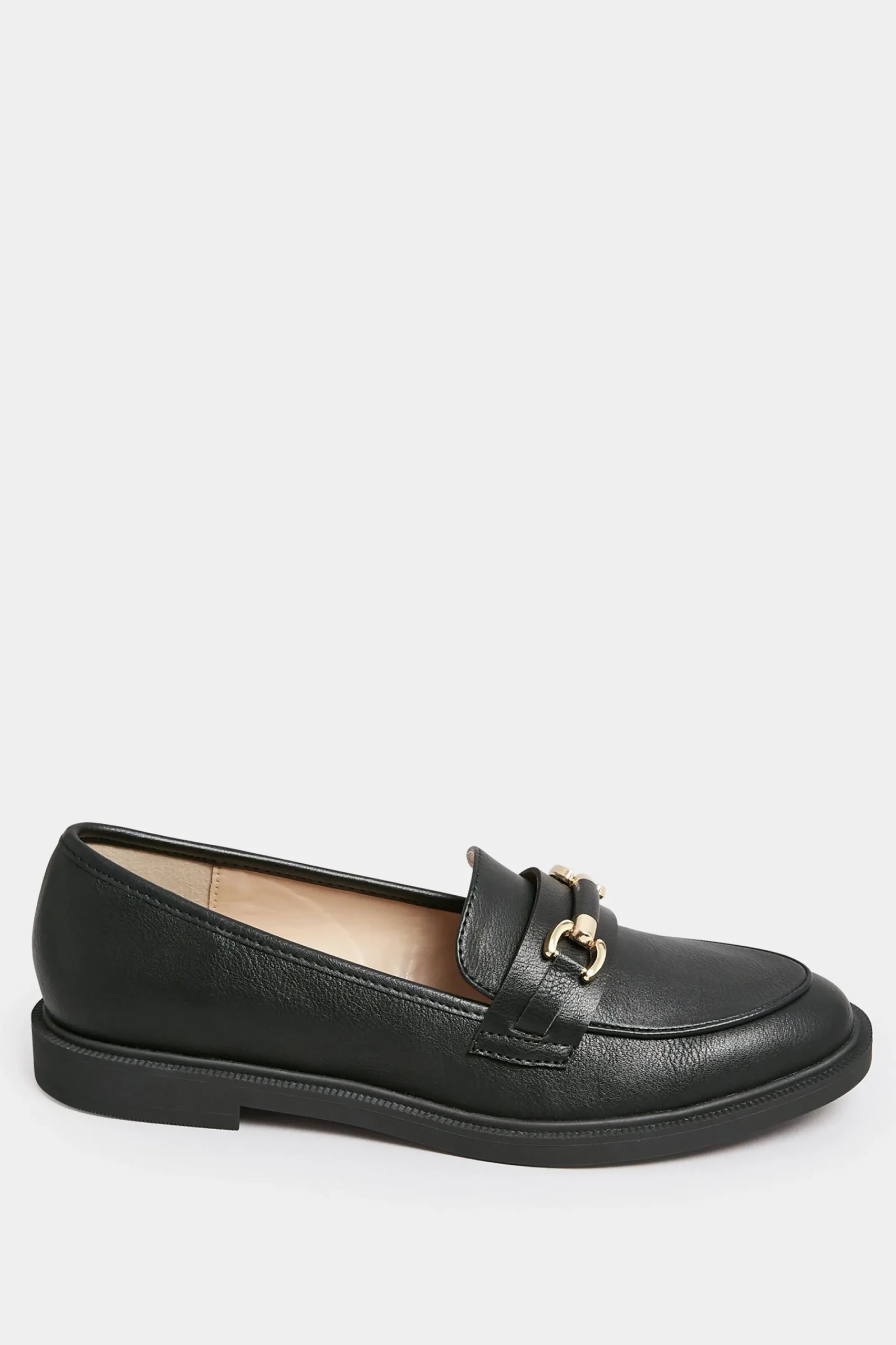 M&Co Yours Yours Black Pu Chain Detail Loafer In Wide E Fit & Extra Wide Eee Fit>Women Flat Shoes
