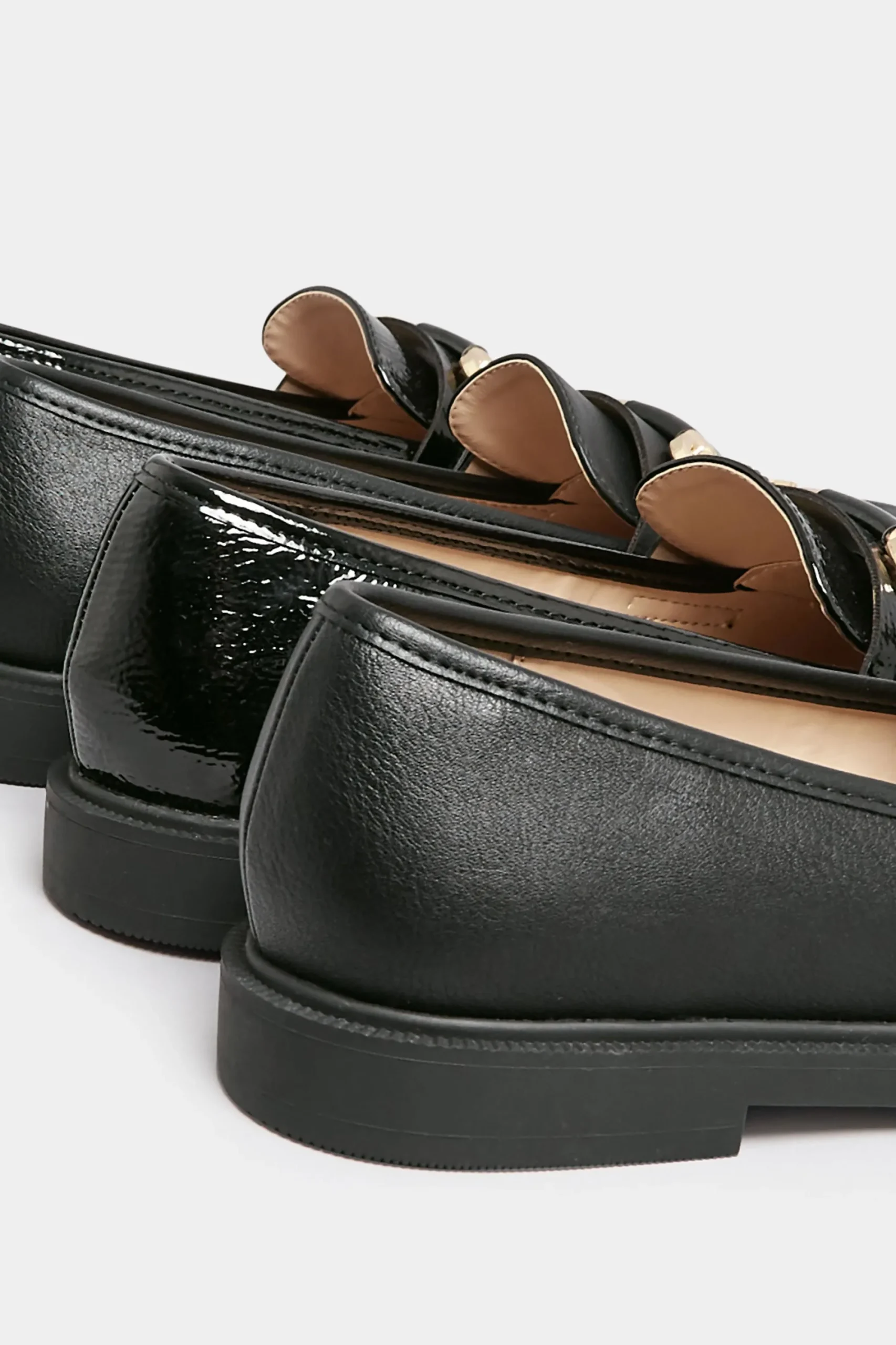 M&Co Yours Yours Black Pu Chain Detail Loafer In Wide E Fit & Extra Wide Eee Fit>Women Flat Shoes