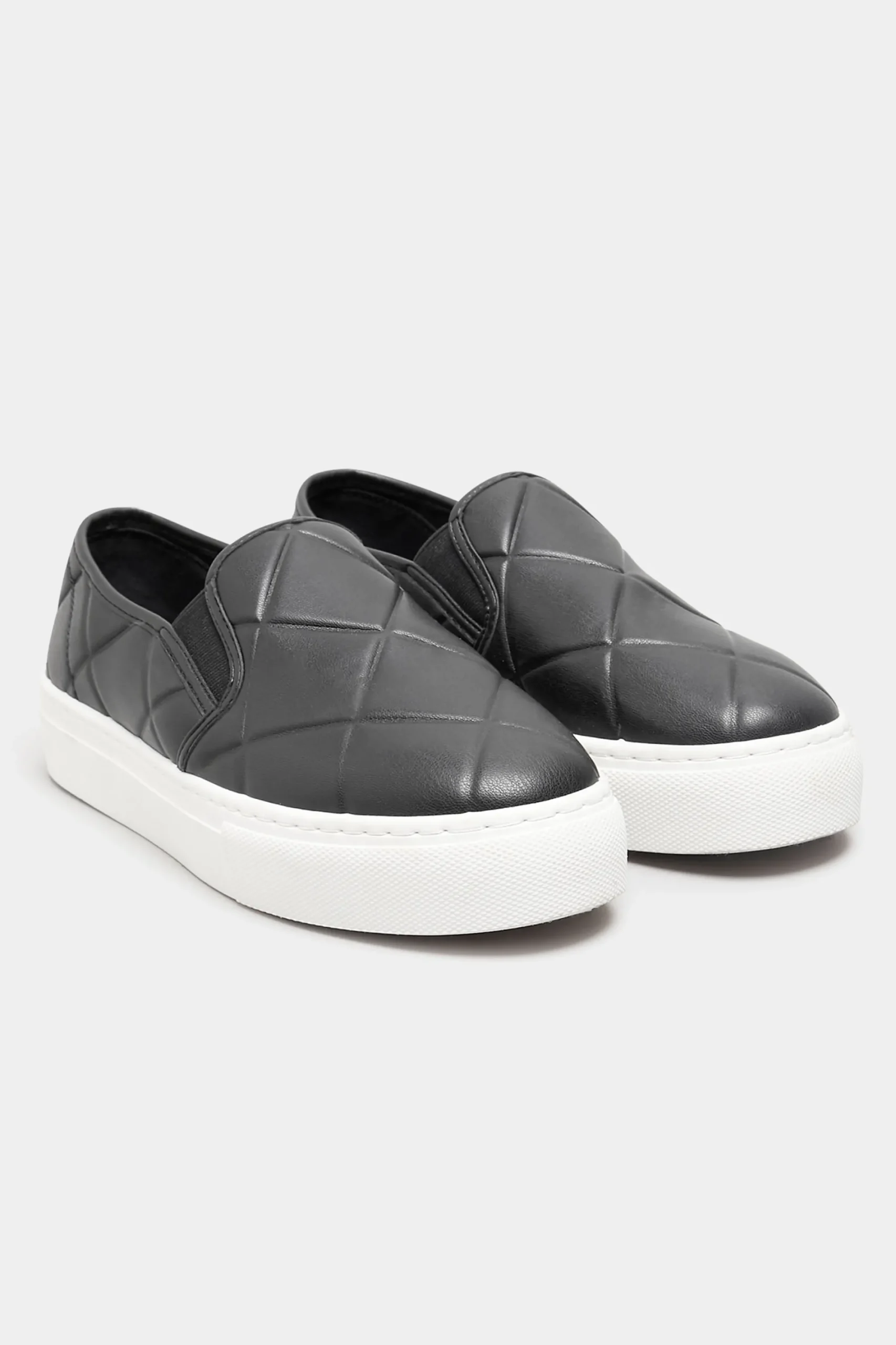 M&Co Yours Yours Black Quilted Slip-On Trainers In Extra Wide Eee Fit>Women Flat Shoes