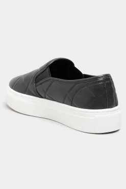 M&Co Yours Yours Black Quilted Slip-On Trainers In Extra Wide Eee Fit><noscript><img width=