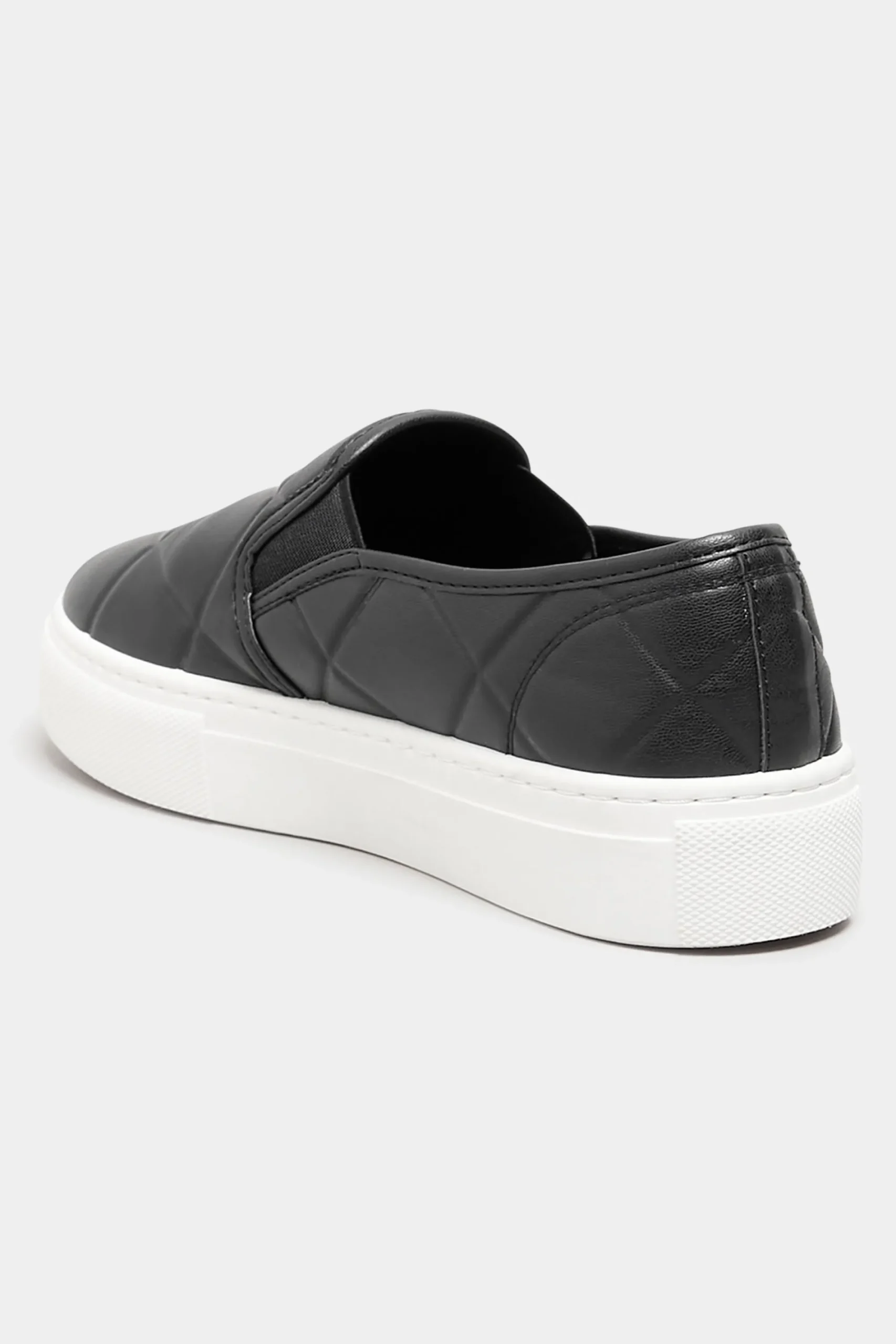 M&Co Yours Yours Black Quilted Slip-On Trainers In Extra Wide Eee Fit>Women Flat Shoes