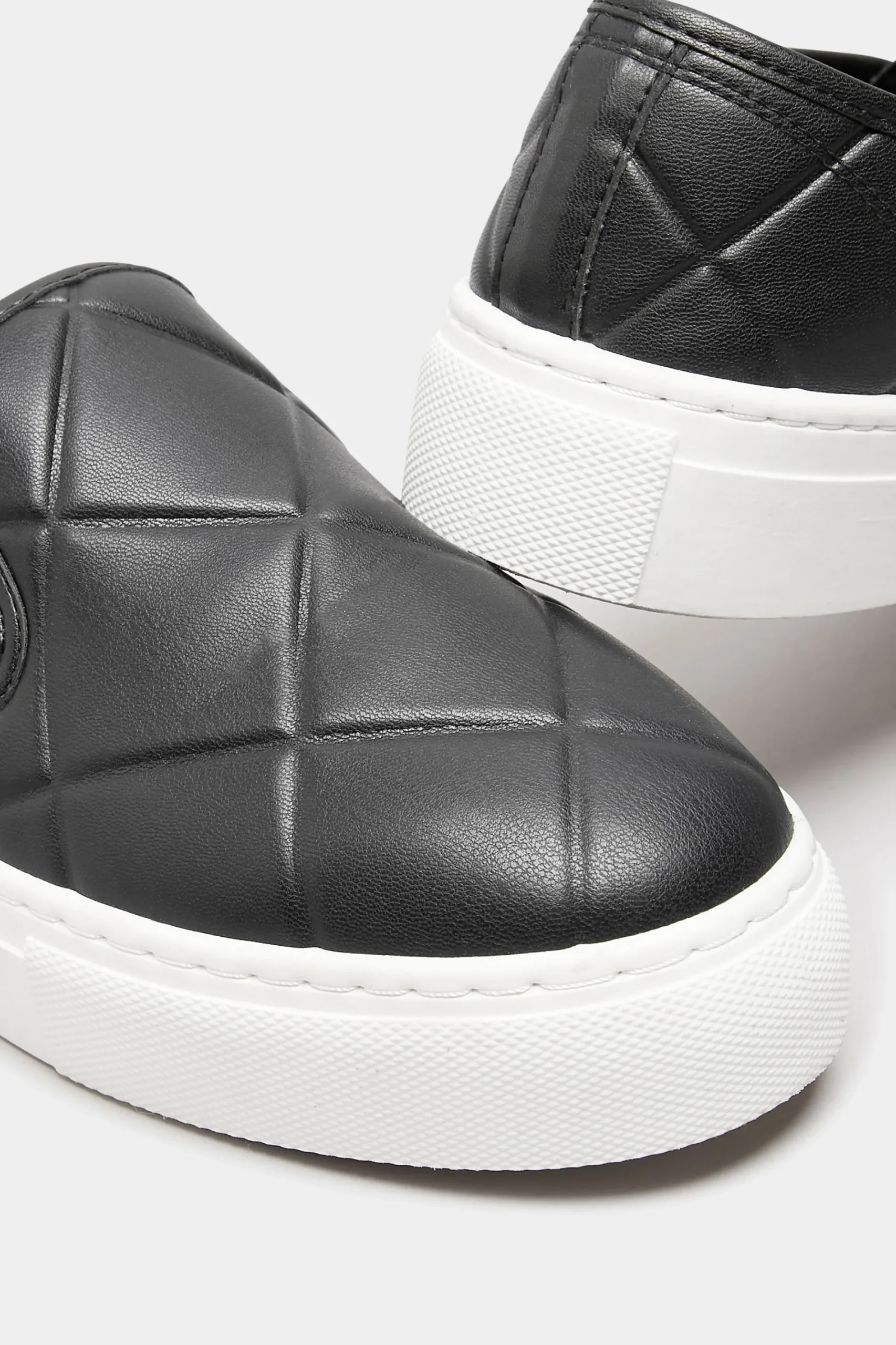 M&Co Yours Yours Black Quilted Slip-On Trainers In Extra Wide Eee Fit>Women Flat Shoes
