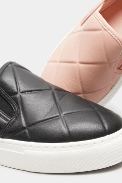 M&Co Yours Yours Black Quilted Slip-On Trainers In Extra Wide Eee Fit><noscript><img width=