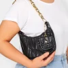 M&Co Yours Yours Black Quilted Multi Pocket Chunky Chain Bag>Women Bags