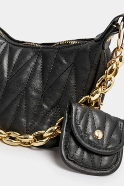 M&Co Yours Yours Black Quilted Multi Pocket Chunky Chain Bag><noscript><img width=