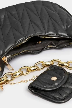 M&Co Yours Yours Black Quilted Multi Pocket Chunky Chain Bag><noscript><img width=