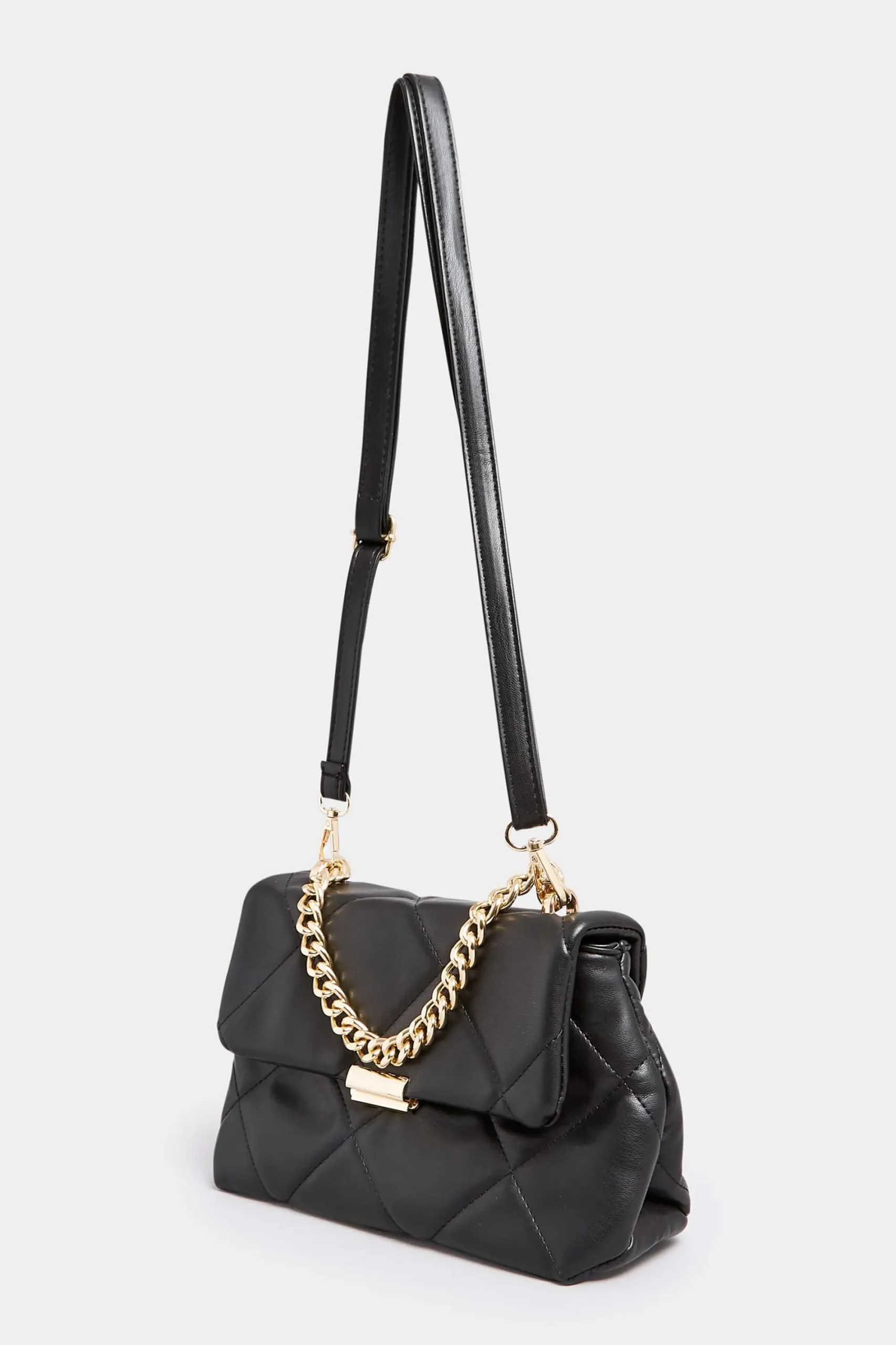 M&Co Yours Yours Black Quilted Chain Handle Bag>Women Bags