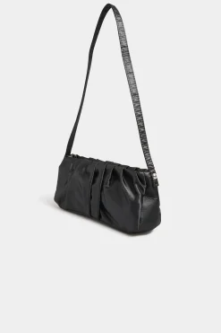 M&Co Yours Yours Black Satin Ruched Shoulder Bag><noscript><img width=