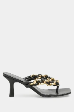 M&Co Yours Yours Black Square Toe Post Chain Mules In Standard Fit><noscript><img width=