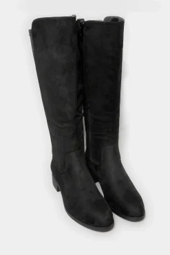 M&Co Yours Yours Black Stretch Knee High Boots In Wide E Fit & Extra Wide Eee Fit>Women Flat Shoes