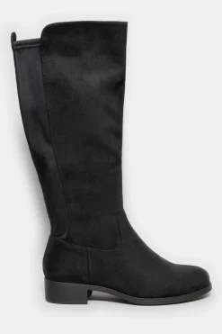 M&Co Yours Yours Black Stretch Knee High Boots In Wide E Fit & Extra Wide Eee Fit><noscript><img width=
