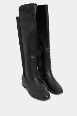 M&Co Yours Yours Black Studded Knee High Boots In Wide E Fit & Extra Wide Eee Fit>Women Boots