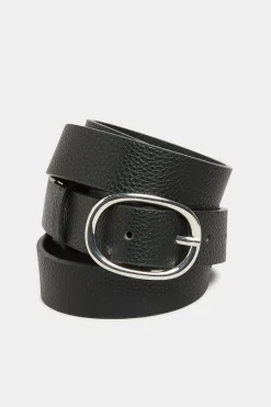 M&Co Yours Yours Black Textured Oval Buckle Belt>Women Belts