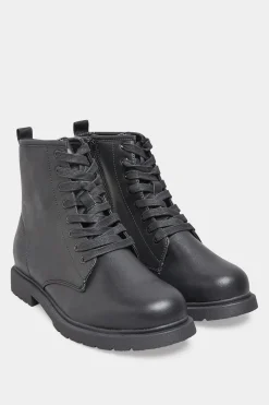 M&Co Yours Yours Black Vegan Faux Leather Lace Up Ankle Boots In Wide E Fit & Extra Wide Eee Fit>Women Flat Shoes