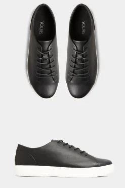 M&Co Yours Yours Black Vegan Leather Basic Trainers In Extra Wide Eee Fit>Women Flat Shoes