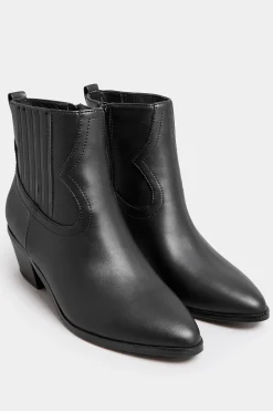 M&Co Yours Yours Black Western Pu Ankle Boot In Wide E Fit & Extra Wide Eee Fit>Women Boots