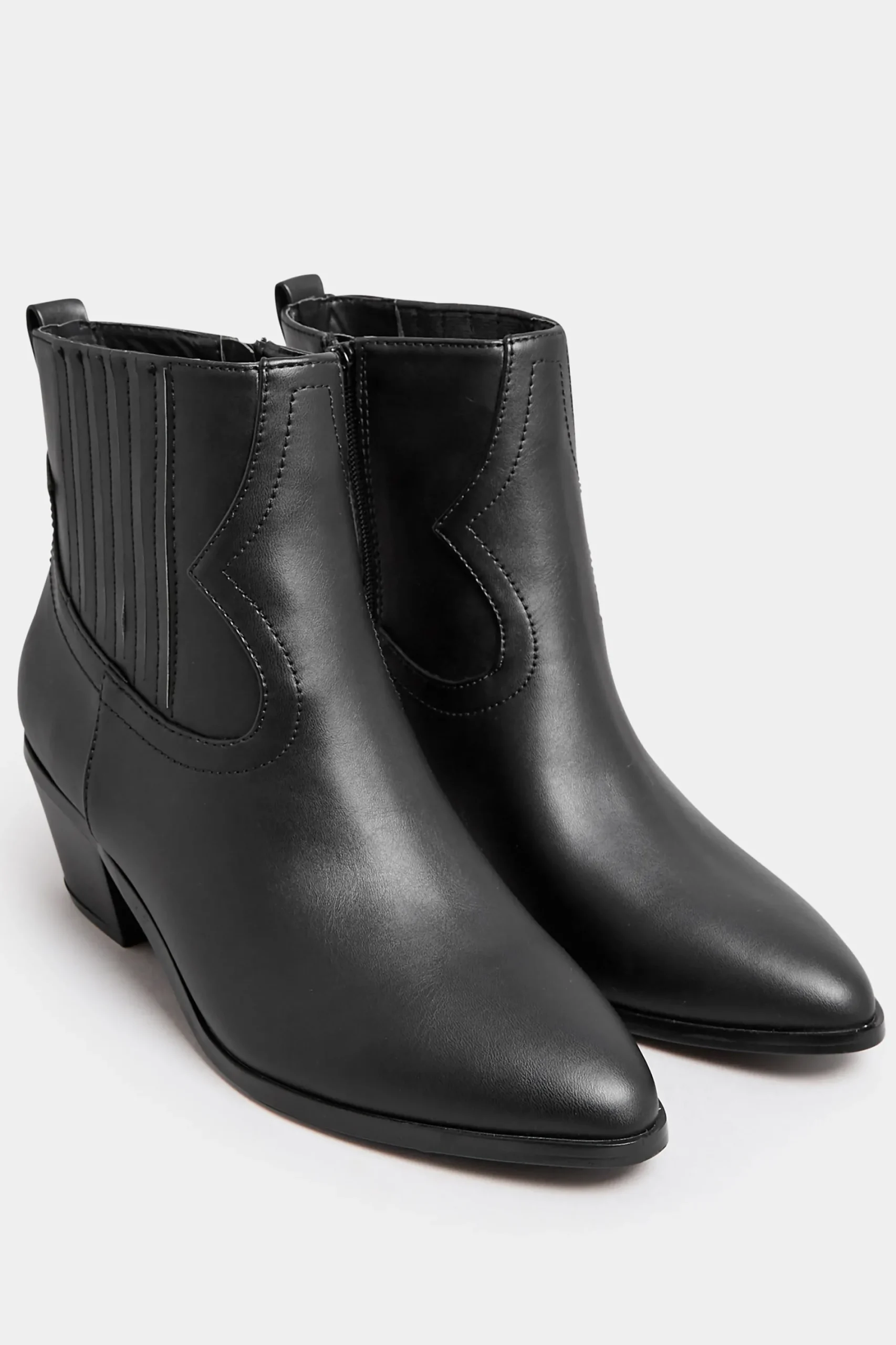 M&Co Yours Yours Black Western Pu Ankle Boot In Wide E Fit & Extra Wide Eee Fit>Women Boots