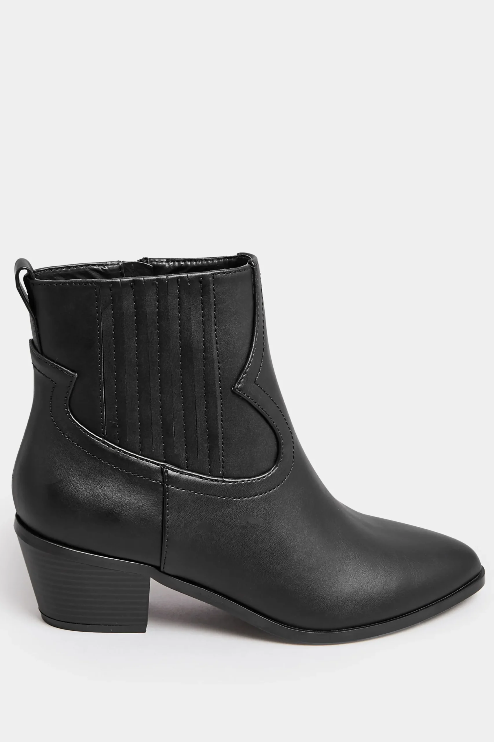 M&Co Yours Yours Black Western Pu Ankle Boot In Wide E Fit & Extra Wide Eee Fit>Women Boots