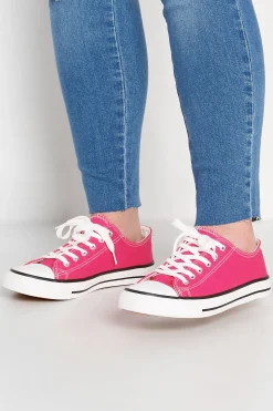 M&Co Yours Yours Bright Pink Canvas Low Trainers In Wide E Fit>Women Trainers