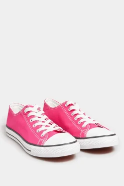 M&Co Yours Yours Bright Pink Canvas Low Trainers In Wide E Fit>Women Trainers