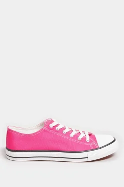 M&Co Yours Yours Bright Pink Canvas Low Trainers In Wide E Fit><noscript><img width=