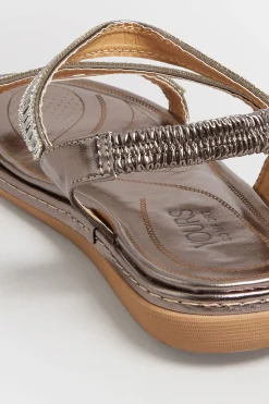 M&Co Yours Yours Brown & Silver Sequin Strappy Sandals In Wide E Fit & Extra Wide Eee Fit><noscript><img width=