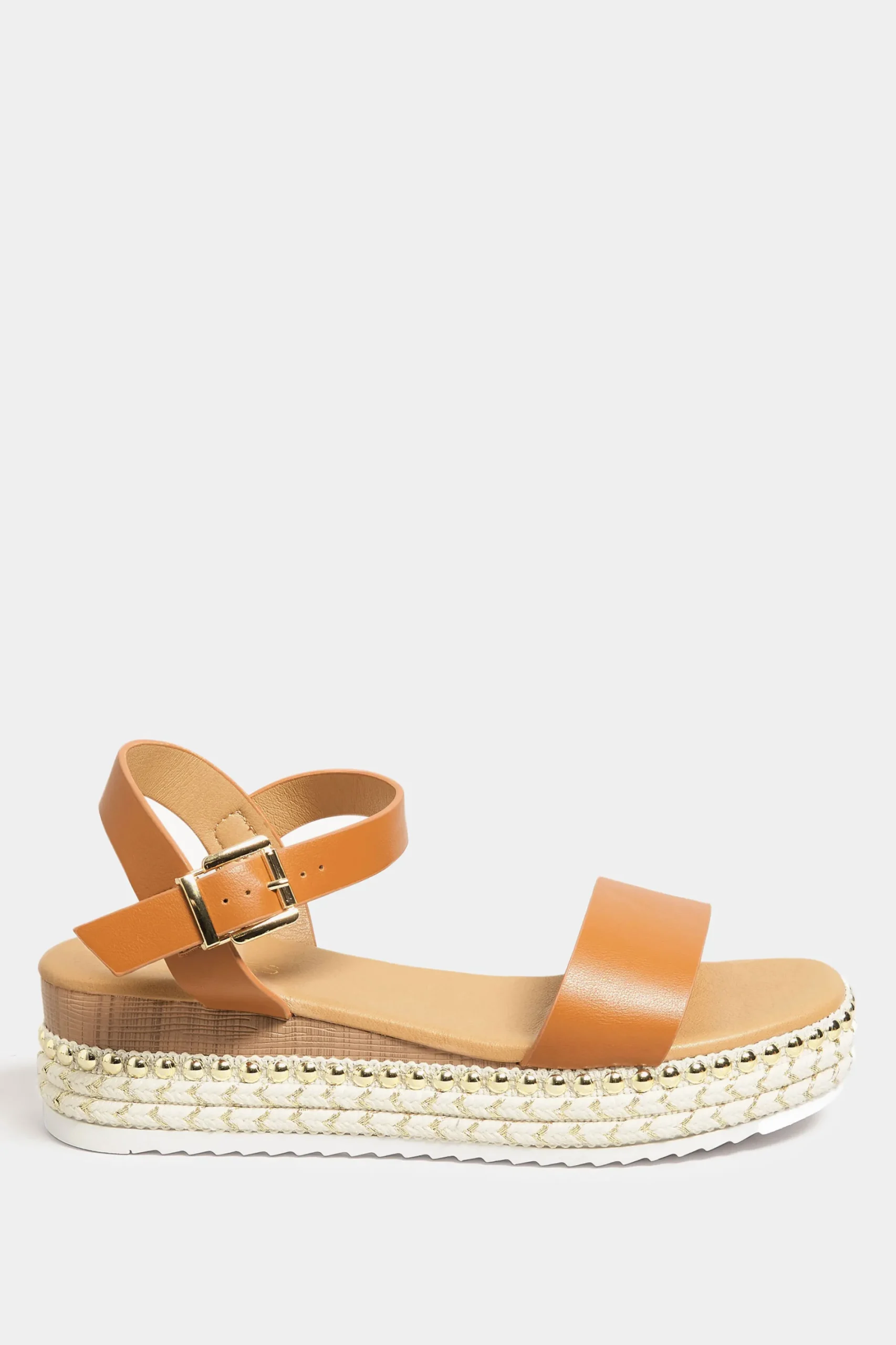 M&Co Yours Yours Brown Buckle Platform Espadrille Wedge Heels In Extra Wide Eee Fit>Women Sandals