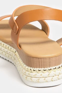 M&Co Yours Yours Brown Buckle Platform Espadrille Wedge Heels In Extra Wide Eee Fit><noscript><img width=