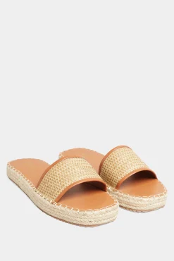 M&Co Yours Yours Brown Espadrille Mules In Wide E Fit>Women Mules & Sliders