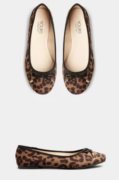 M&Co Yours Yours Brown Leopard Print Ballet Pumps In Wide E Fit & Extra Wide Eee Fit><noscript><img width=