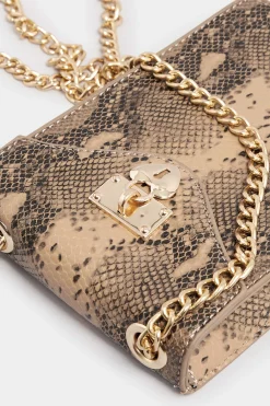 M&Co Yours Yours Brown Snake Print Heart Padlock Bag><noscript><img width=