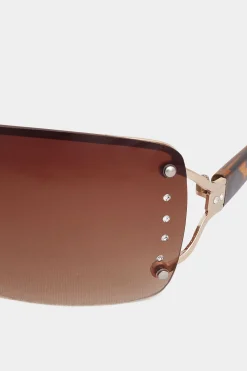 M&Co Yours Yours Brown Tortoiseshell Diamante Frameless Sunglasses><noscript><img width=