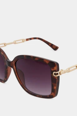 M&Co Yours Yours Brown Tortoiseshell Oversized Chain Arm Sunglasses><noscript><img width=