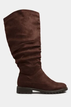 M&Co Yours Yours Chocolate Brown Ruched Cleated Boots In Wide E Fit & Extra Wide Eee Fit><noscript><img width=