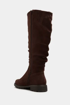 M&Co Yours Yours Chocolate Brown Ruched Cleated Boots In Wide E Fit & Extra Wide Eee Fit><noscript><img width=