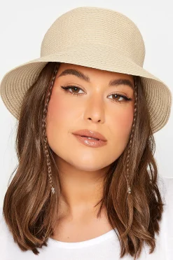 M&Co Yours Yours Cream Straw Bucket Hat>Women Hats