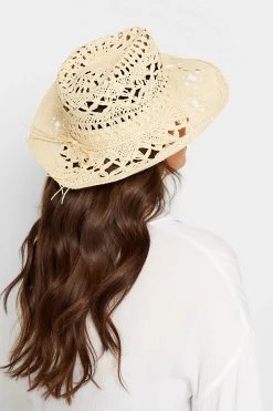 M&Co Yours Yours Cream Straw Cut Out Cowboy Hat>Women Hats