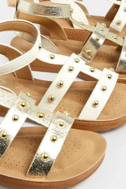 M&Co Yours Yours Cream Studded Gladiator Sandals In Extra Wide Eee Fit><noscript><img width=