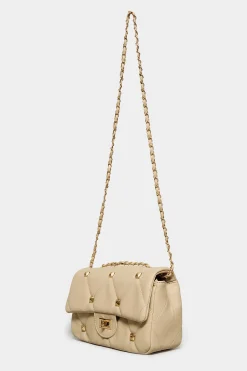 M&Co Yours Yours Cream Studded Quilted Chain Bag>Women Bags