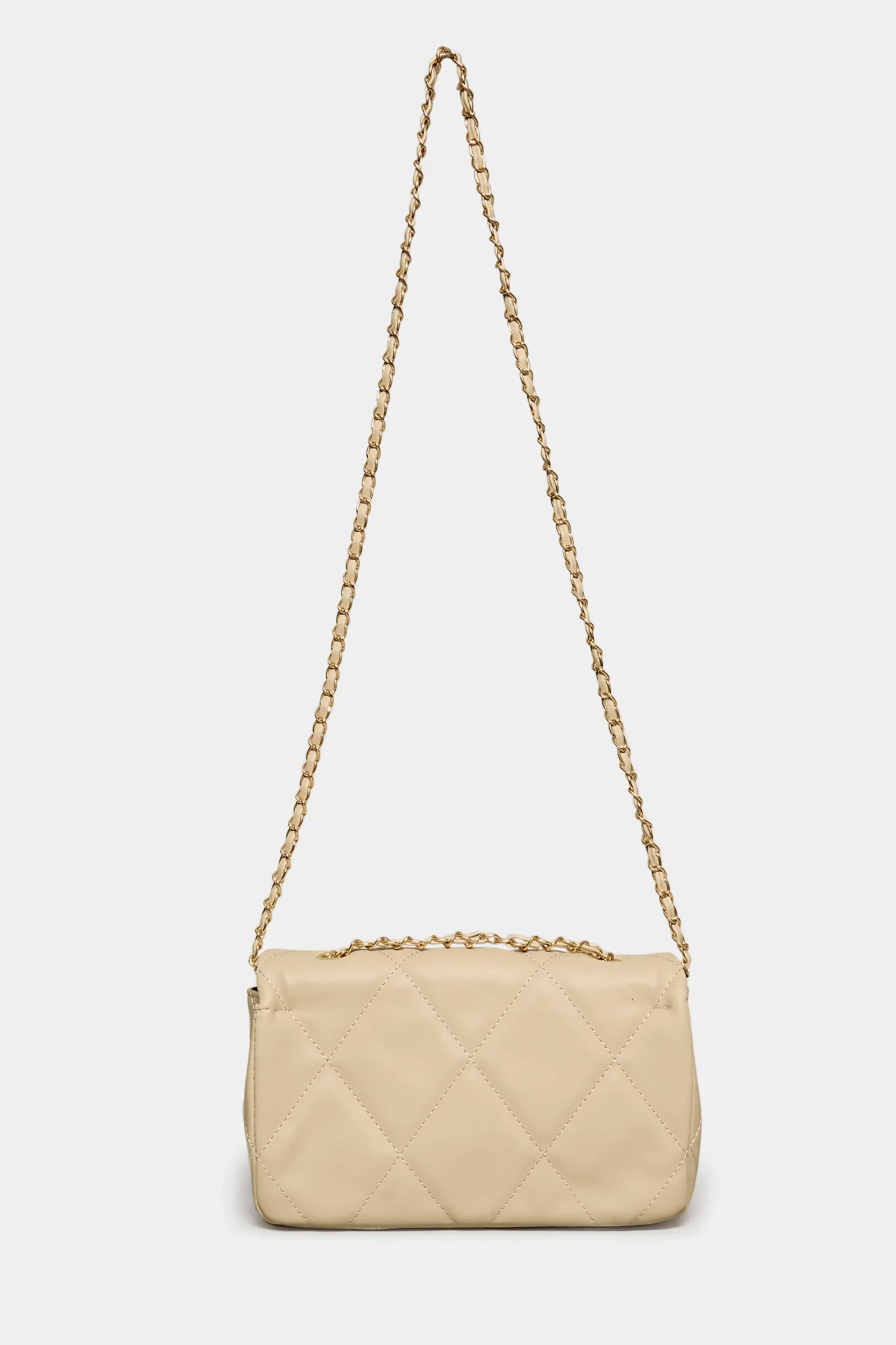 M&Co Yours Yours Cream Studded Quilted Chain Bag>Women Bags