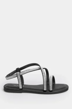 M&Co Yours Yours Curve Black Diamante Strap Sandals In Wide E Fit & Extra Wide Eee Fit><noscript><img width=