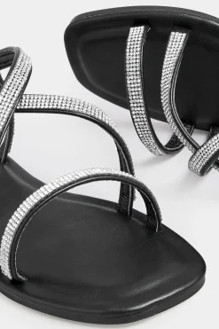 M&Co Yours Yours Curve Black Diamante Strap Sandals In Wide E Fit & Extra Wide Eee Fit><noscript><img width=