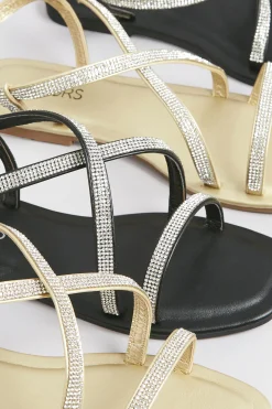 M&Co Yours Yours Curve Black Diamante Strap Sandals In Wide E Fit & Extra Wide Eee Fit><noscript><img width=