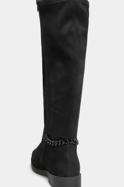 M&Co Yours Yours Curve Black Suede Knee High Chain Detail Boots In Wide E Fit & Extra Wide Eee Fit><noscript><img width=
