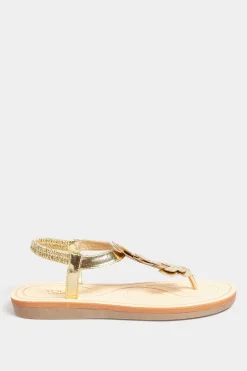M&Co Yours Yours Gold Diamante Butterfly Sandals In Extra Wide Eee Fit><noscript><img width=