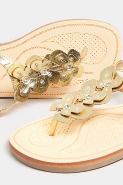 M&Co Yours Yours Gold Diamante Butterfly Sandals In Extra Wide Eee Fit><noscript><img width=