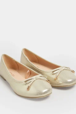 M&Co Yours Yours Gold Shimmer Ballet Pump In Wide E Fit & Extra Wide Eee Fit>Women Flat Shoes
