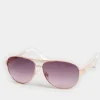 M&Co Yours Yours Gold Tone & White Aviator Sunglasses>Women Sunglasses
