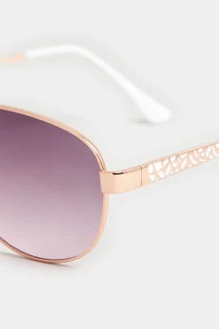 M&Co Yours Yours Gold Tone & White Aviator Sunglasses><noscript><img width=