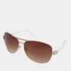 M&Co Yours Yours Gold Tone Diamante Detail Aviator Sunglasses>Women Sunglasses
